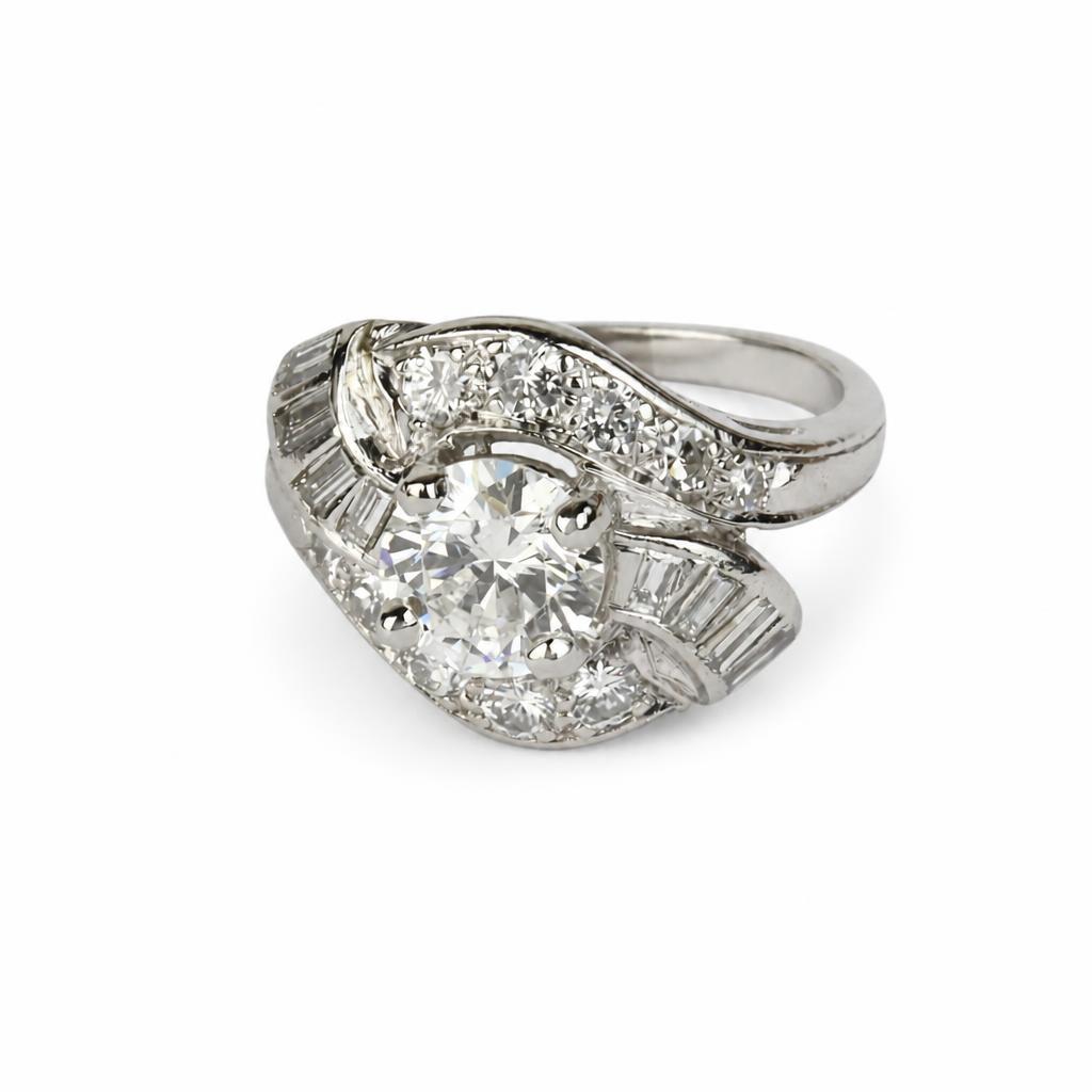 Gallery image of this Women’s Platinum Ring EGL Certified with 1.18ct Round Diamond G/VS2 Size 5
