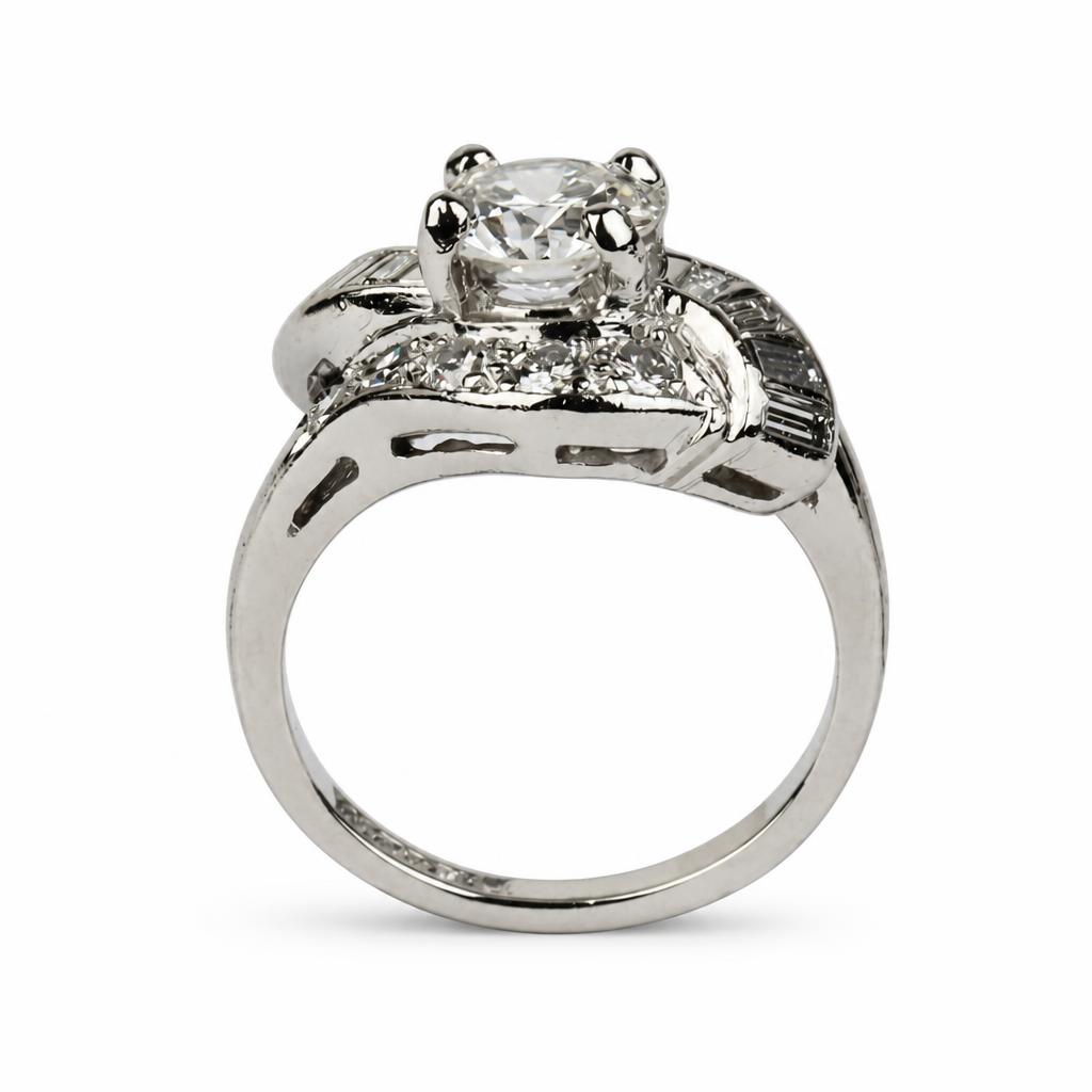 Gallery image of this Women’s Platinum Ring EGL Certified with 1.18ct Round Diamond G/VS2 Size 5