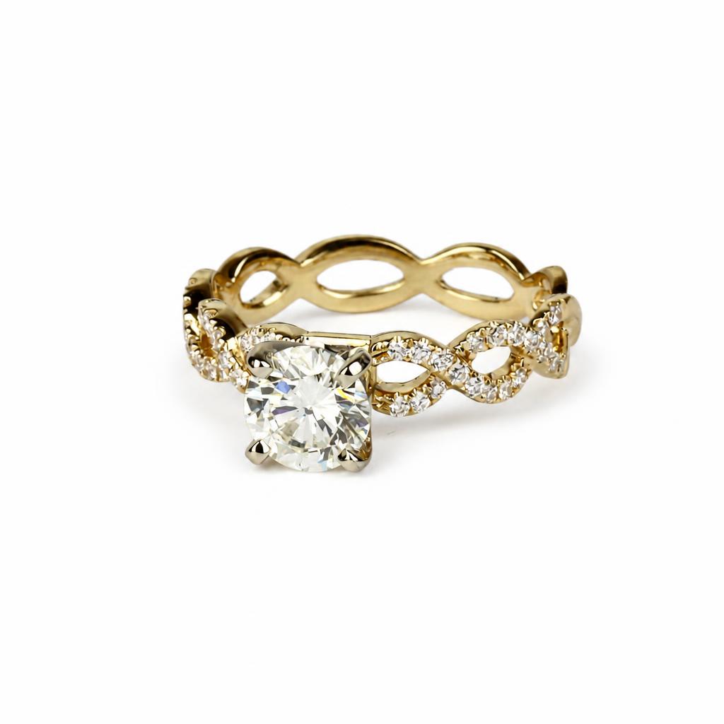 Gallery image of this Women’s 14k Yellow Gold Ring GIA Certified with 1.00ct Round Diamond I/SI1 Size 5.75