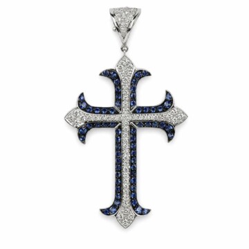Featured image of this Unisex 18k White Gold Cross Pendant with 0.78ct TDW Sapphire and Diamond