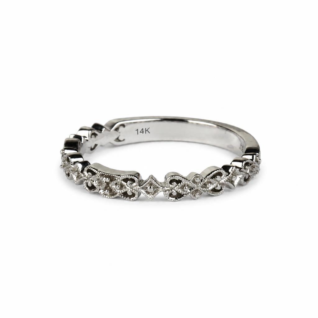 Gallery image of this Women’s 14k White Gold Milgrain Ring Size 6.5