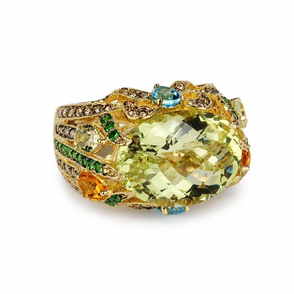 Gallery image of this LeVian Women’s 14k Yellow Gold Ring with Quartz, multiple stones Size 5.75