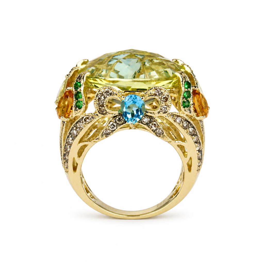 Gallery image of this LeVian Women’s 14k Yellow Gold Ring with Quartz, multiple stones Size 5.75