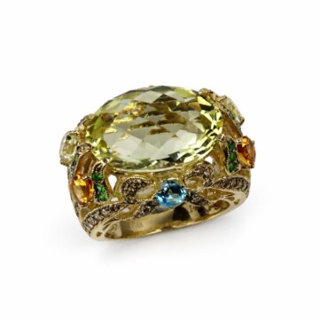 Featured image of this LeVian Women’s 14k Yellow Gold Ring with Quartz, multiple stones Size 5.75