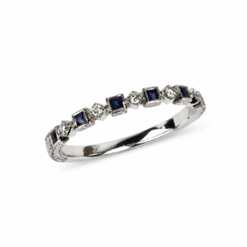 Featured image of this Women’s 14k White Gold Ring with 0.07ct TDW Diamond and Sapphire Size 6.75