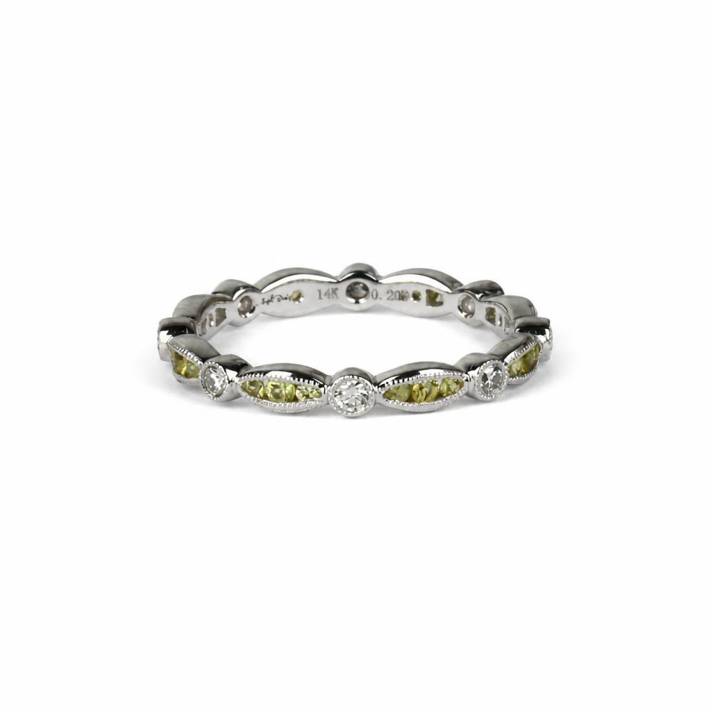 Gallery image of this Women’s 14k White Gold Eternity Band Ring with 0.21ct TDW Diamond and Yellow Sapphire Size 6.25
