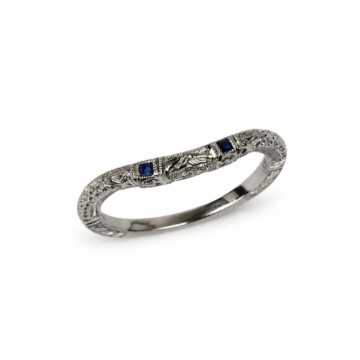 Featured image of this Women’s Platinum Ring with 0.04ct TDW Diamond and Sapphire Size 6.5