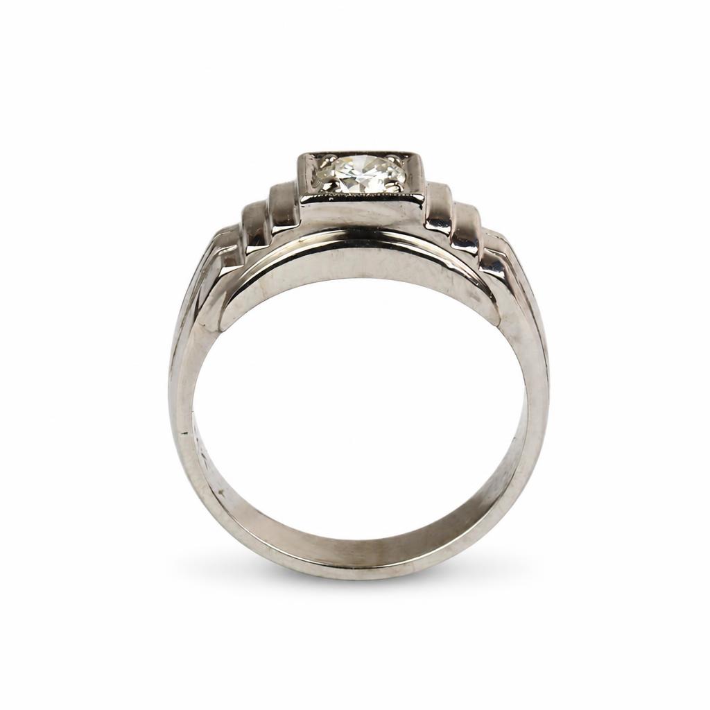 Gallery image of this Men’s 14k White Gold Ring with 0.48ct Round Diamond Size 9.5