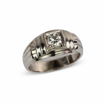 Featured image of this Men’s 14k White Gold Ring with 0.48ct Round Diamond Size 9.5