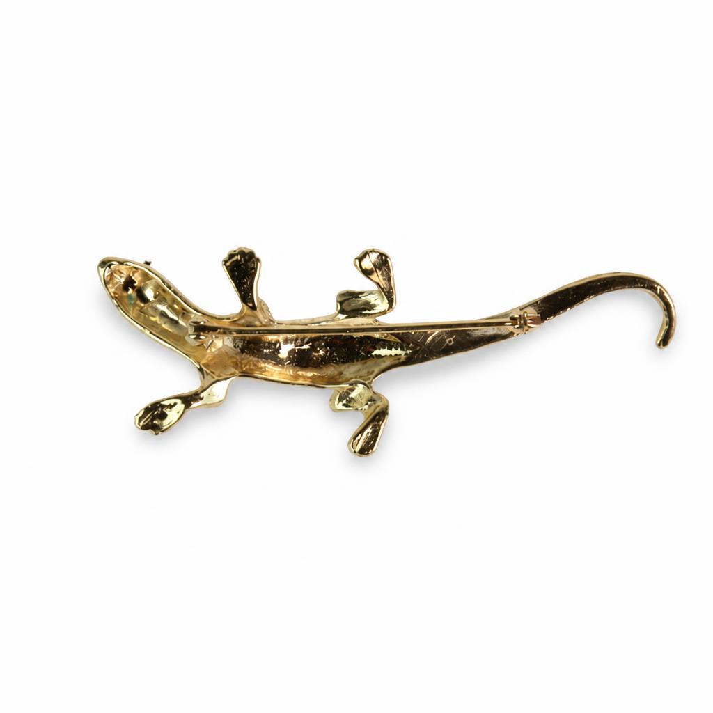Gallery image of this Women’s 14k Yellow Gold Salamander Brooch with Emerald