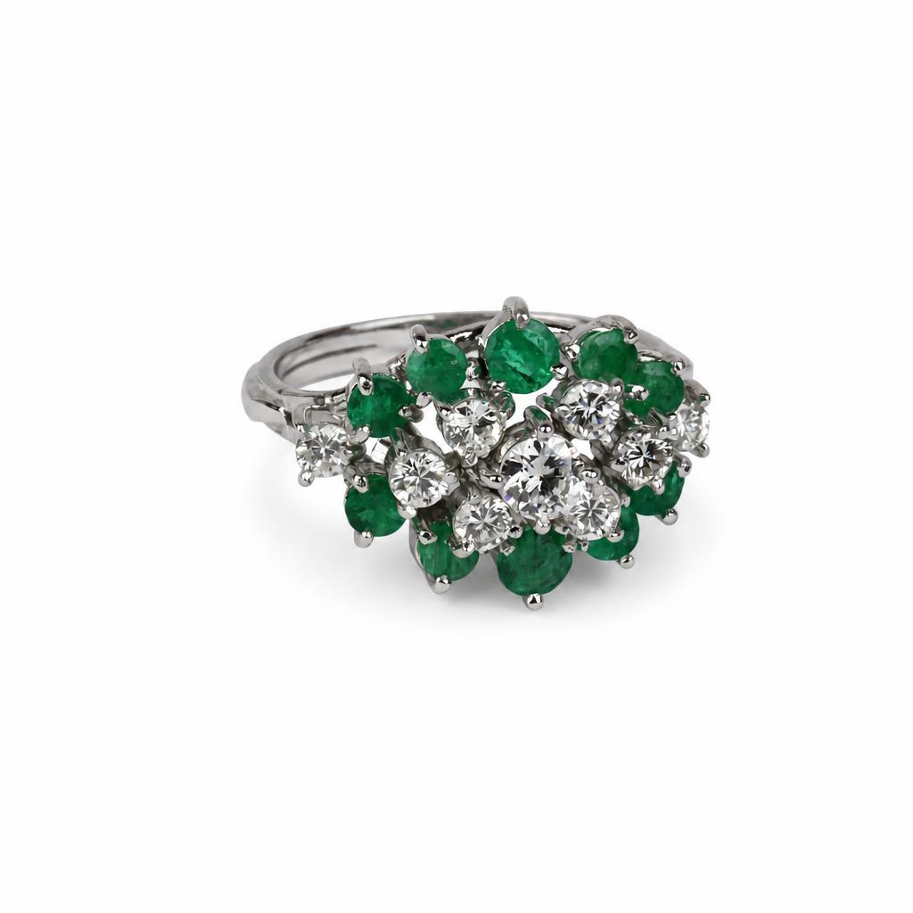 Gallery image of this Women’s 14k White Gold Ring with 0.75ct TDW Emerald and Diamond Size 7