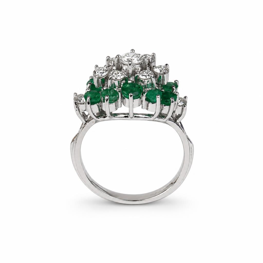 Gallery image of this Women’s 14k White Gold Ring with 0.75ct TDW Emerald and Diamond Size 7