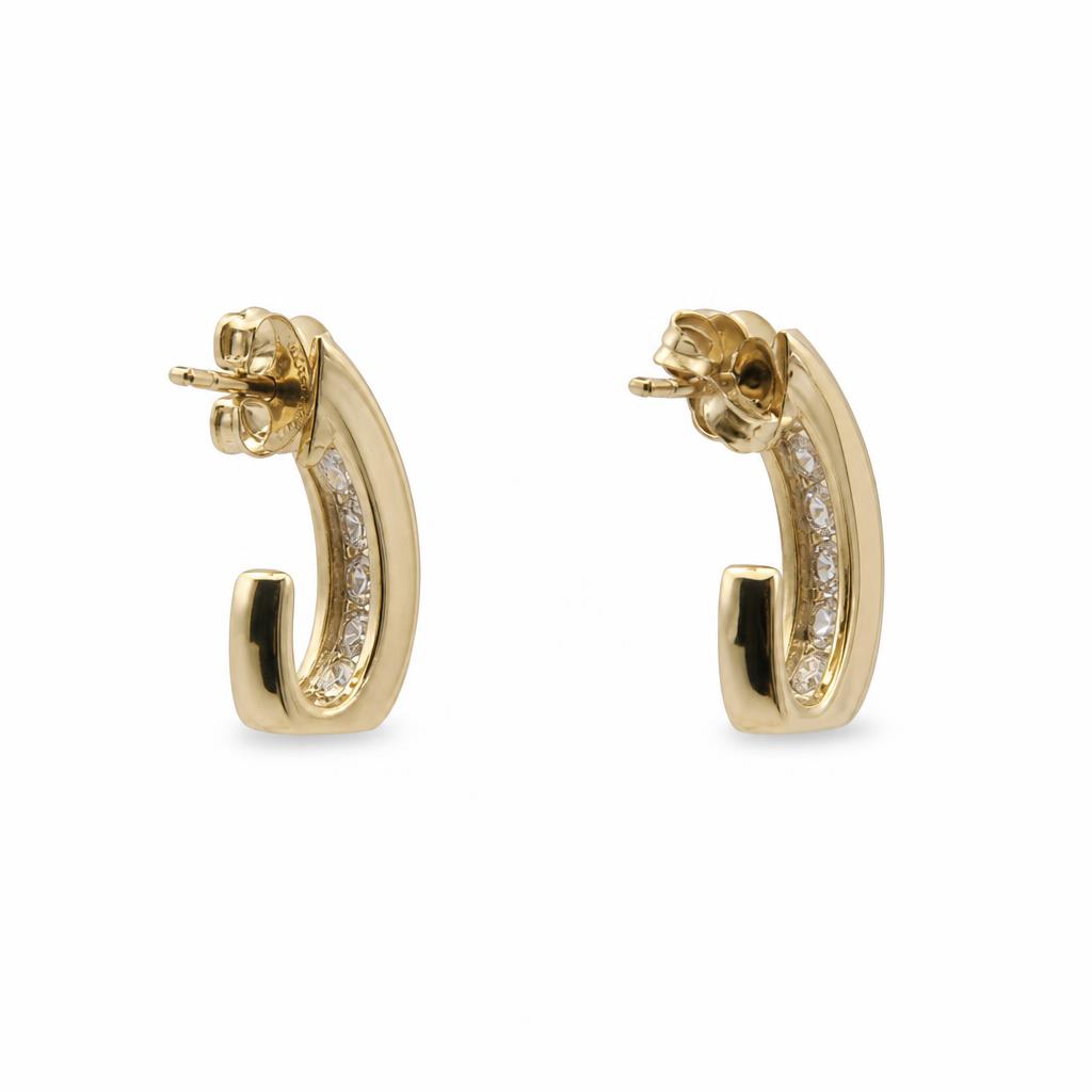 Gallery image of this Women’s 14k Yellow Gold Half Hoop Stud Earrings with 0.50ct TDW Diamond