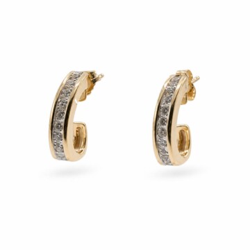 Featured image of this Women’s 14k Yellow Gold Half Hoop Stud Earrings with 0.50ct TDW Diamond