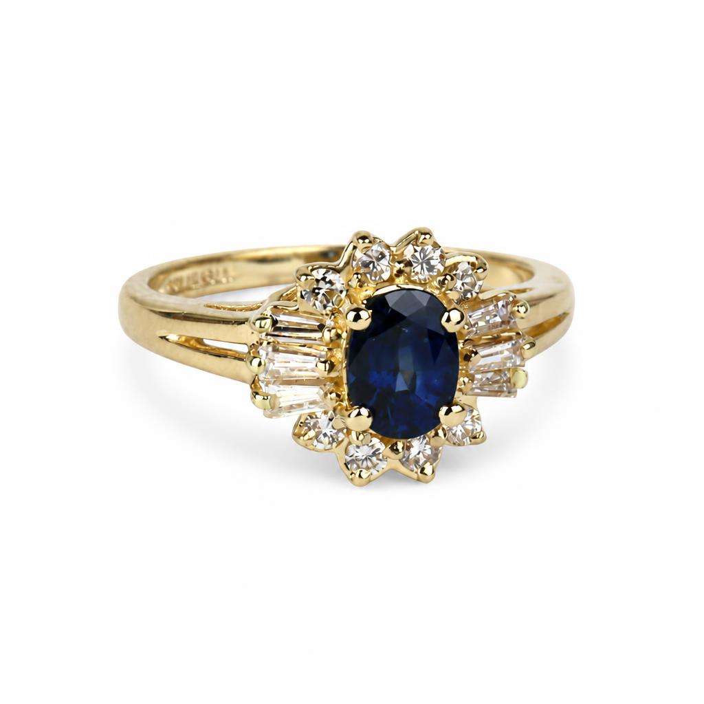 Gallery image of this Women’s 14k Yellow Gold Ring with 0.35ct TDW Sapphire and Diamond Size 6.75