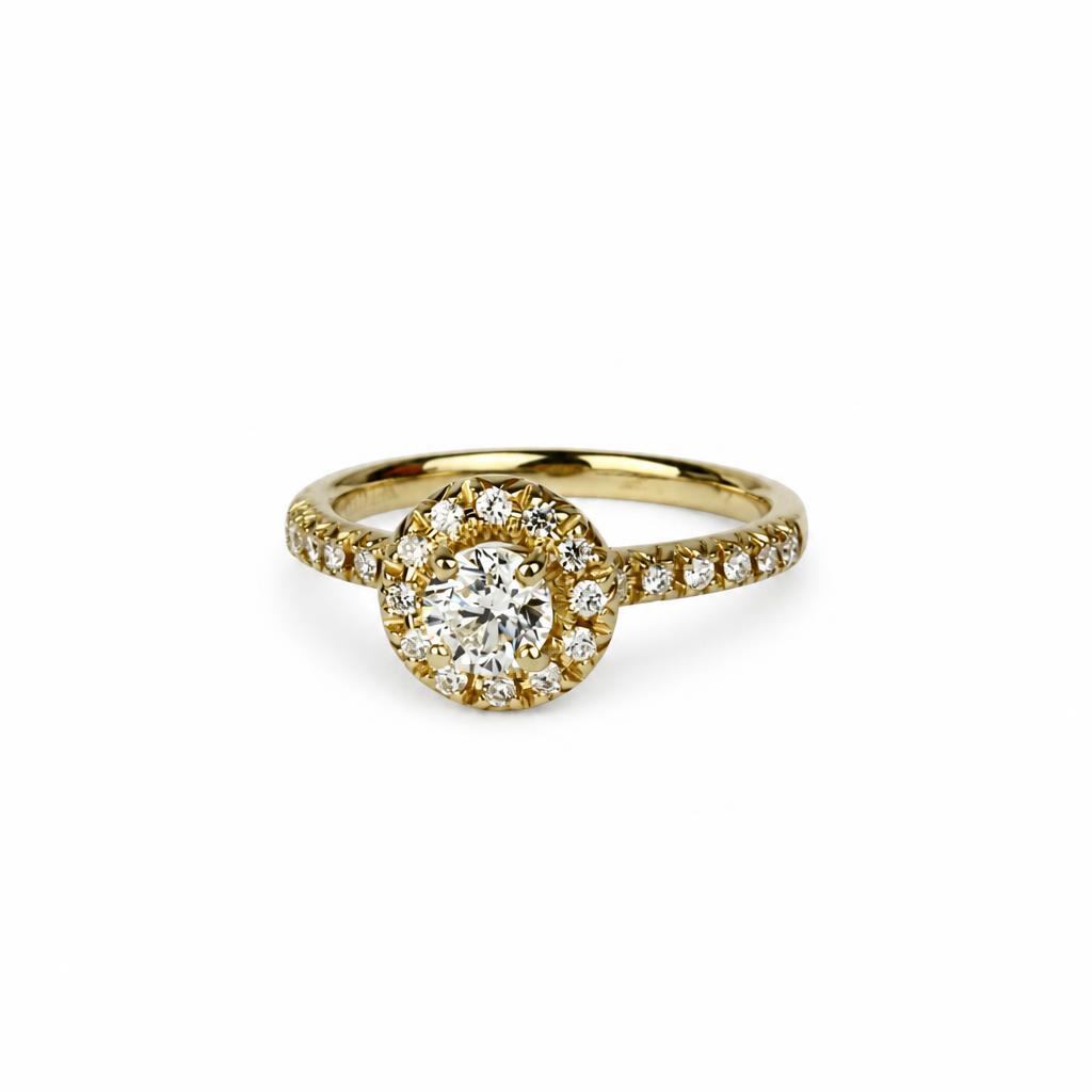Gallery image of this Women’s 14k Yellow Gold Bridal Ring EGL Certified with 0.50ct Round Brilliant Cut Diamond E/SI1 Size 6