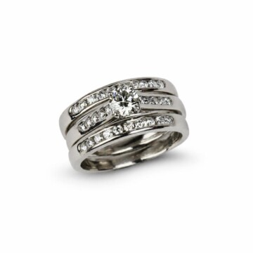 Featured image of this Women’s Platinum Bridal Ring Set EGL Certified with 0.50ct Round Brilliant Cut Diamond G/VS1 Size 8.5
