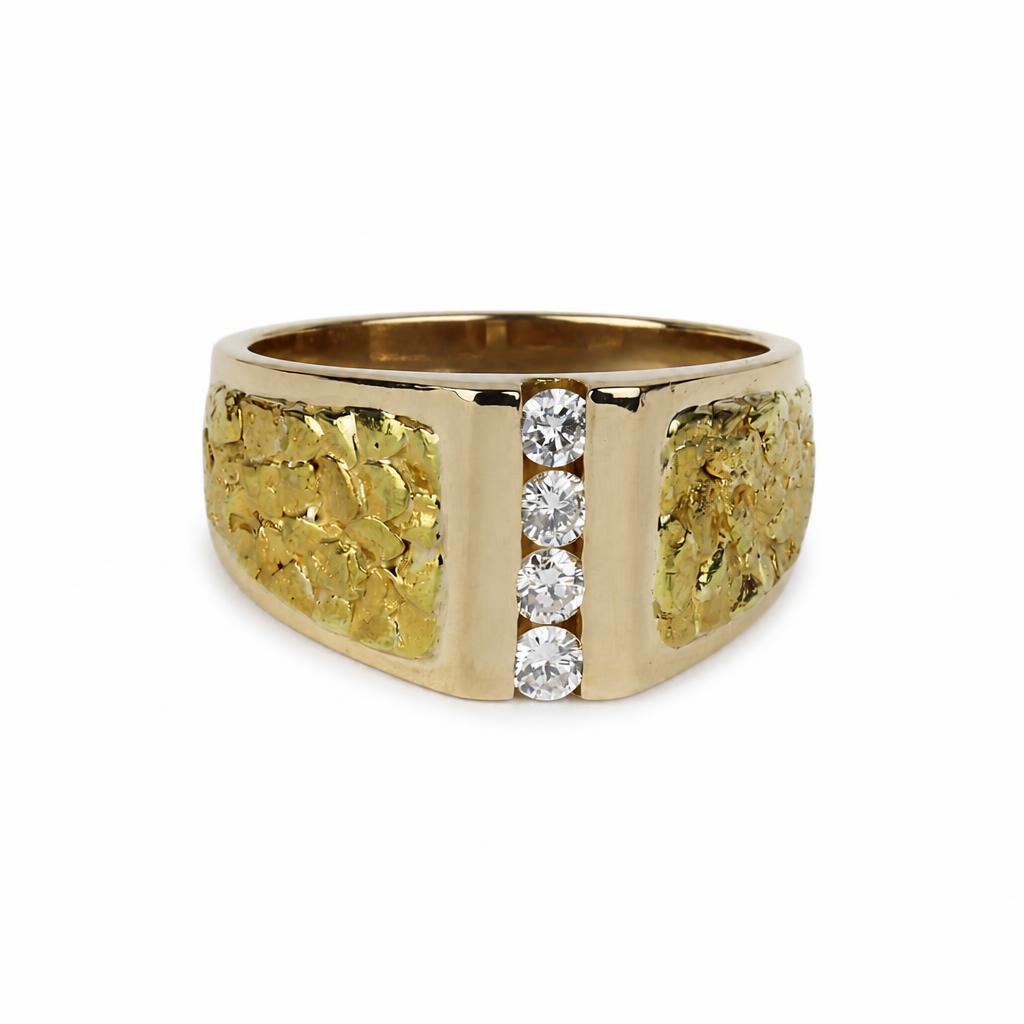 Gallery image of this Men’s 14k Yellow Gold, Natural Nugget Ring with 0.44ct TDW Diamond Size 9.75