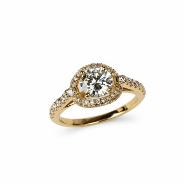 Featured image of this Women’s 14k Yellow Gold Bridal Ring EGL Certified with 1.02ct Round Diamond E/VS1 Size 6.25