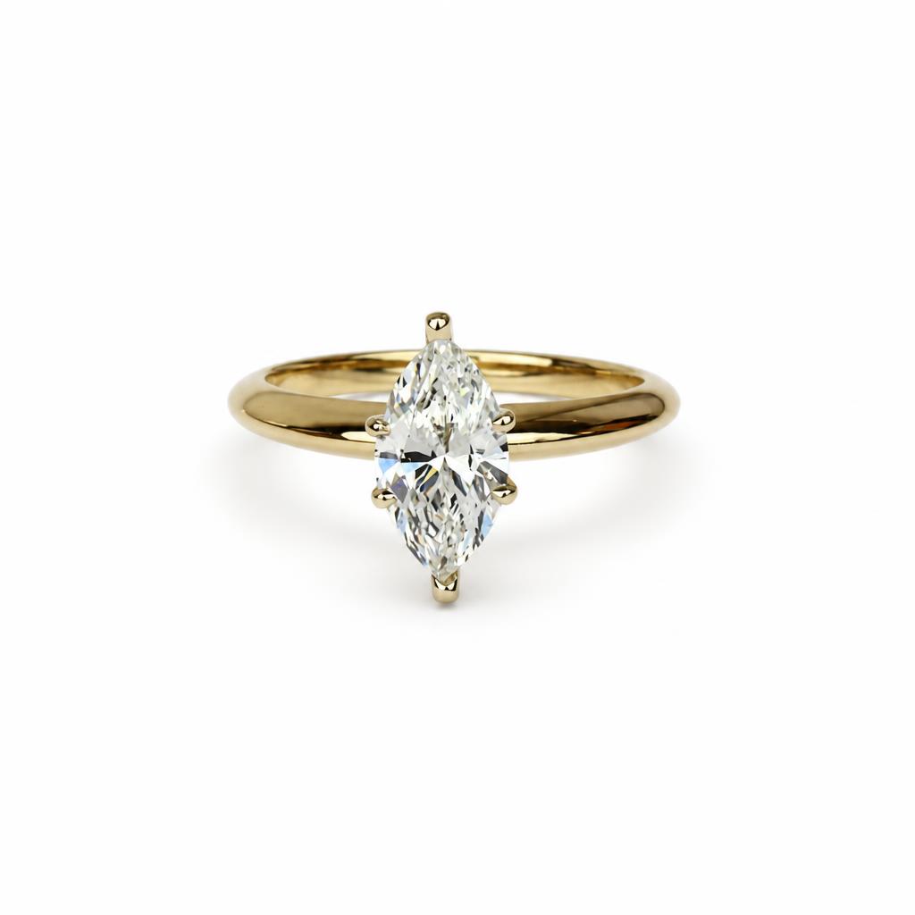 Gallery image of this Women’s 14k Yellow Gold Bridal Ring EGL Certified with 1.11ct Marquise Diamond G/VS2 Size 5
