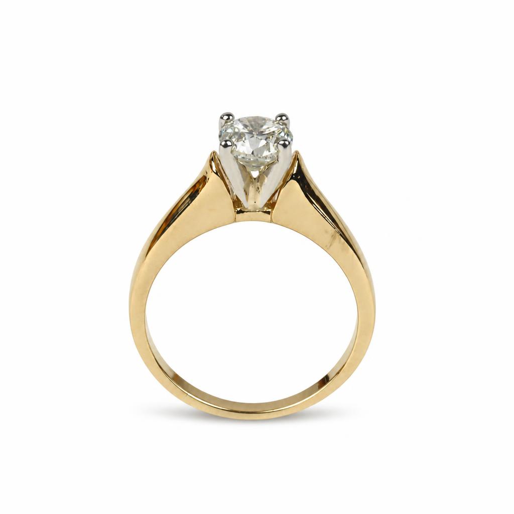 Gallery image of this Women’s 14k Yellow Gold Bridal Ring EGL Certified with 1.01ct Round Brilliant Cut Diamond I/I1 Size 6.25