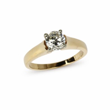 Featured image of this Women’s 14k Yellow Gold Bridal Ring EGL Certified with 1.01ct Round Brilliant Cut Diamond I/I1 Size 6.25