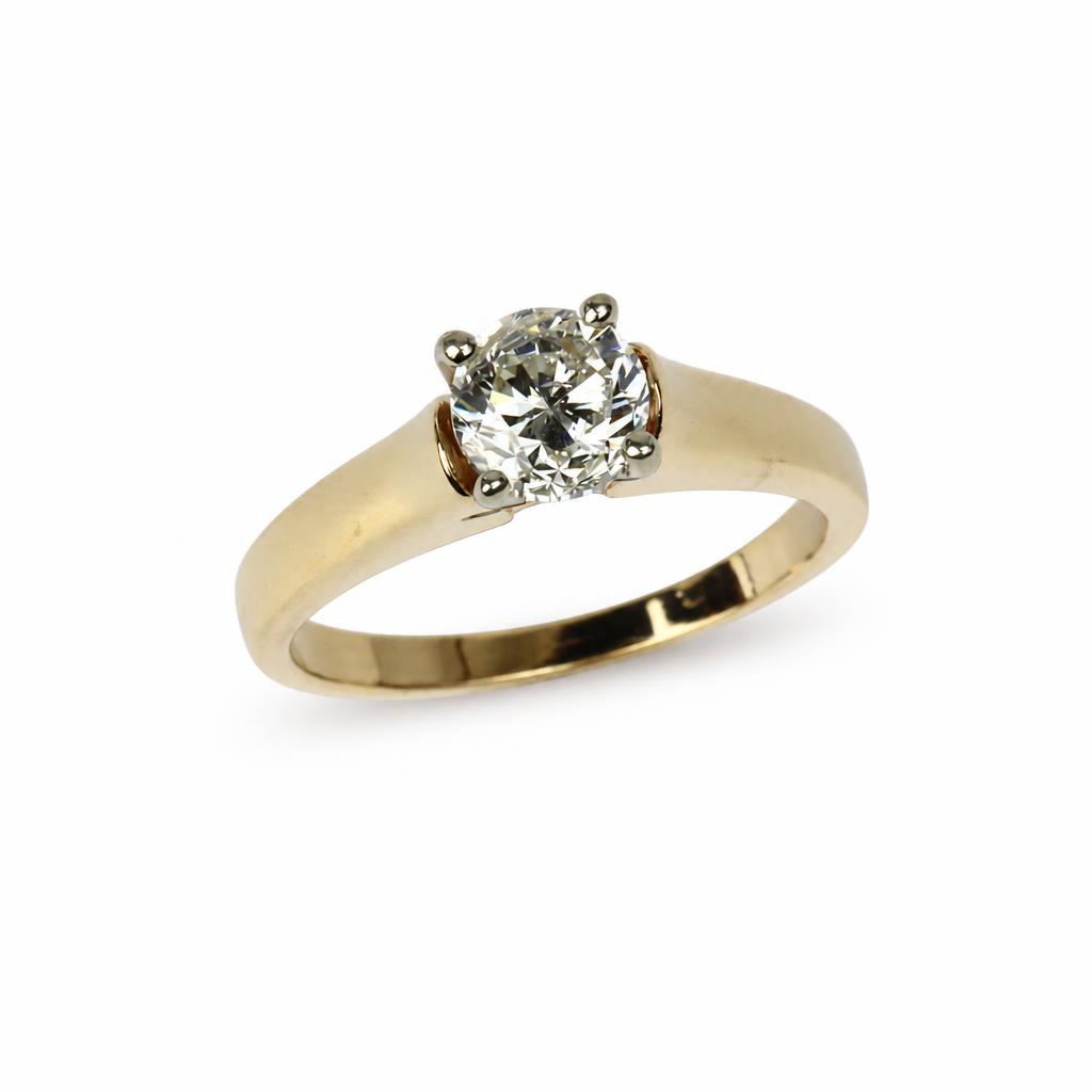 Featured image of this Women’s 14k Yellow Gold Bridal Ring EGL Certified with 1.01ct Round Brilliant Cut Diamond I/I1 Size 6.25