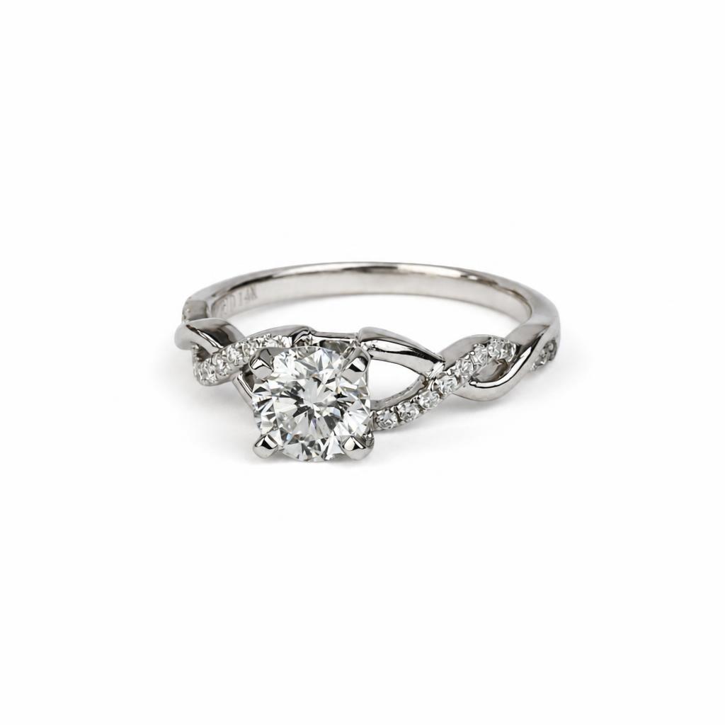 Gallery image of this Women’s 14k White Gold Bridal Ring GIA Certified with 1.04ct Round Brilliant Cut Diamond G/SI2 Size 7