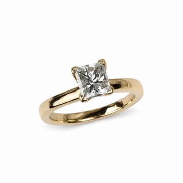 Featured image of this Women’s 14k Yellow Gold Bridal Ring GIA Certified with 1.03ct Rectangular Modified Diamond H/VS1 Size 6