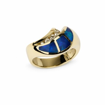 Featured image of this Women’s 14k Yellow Gold Ring with 0.32ct TDW Opal and Diamond Size 6.75