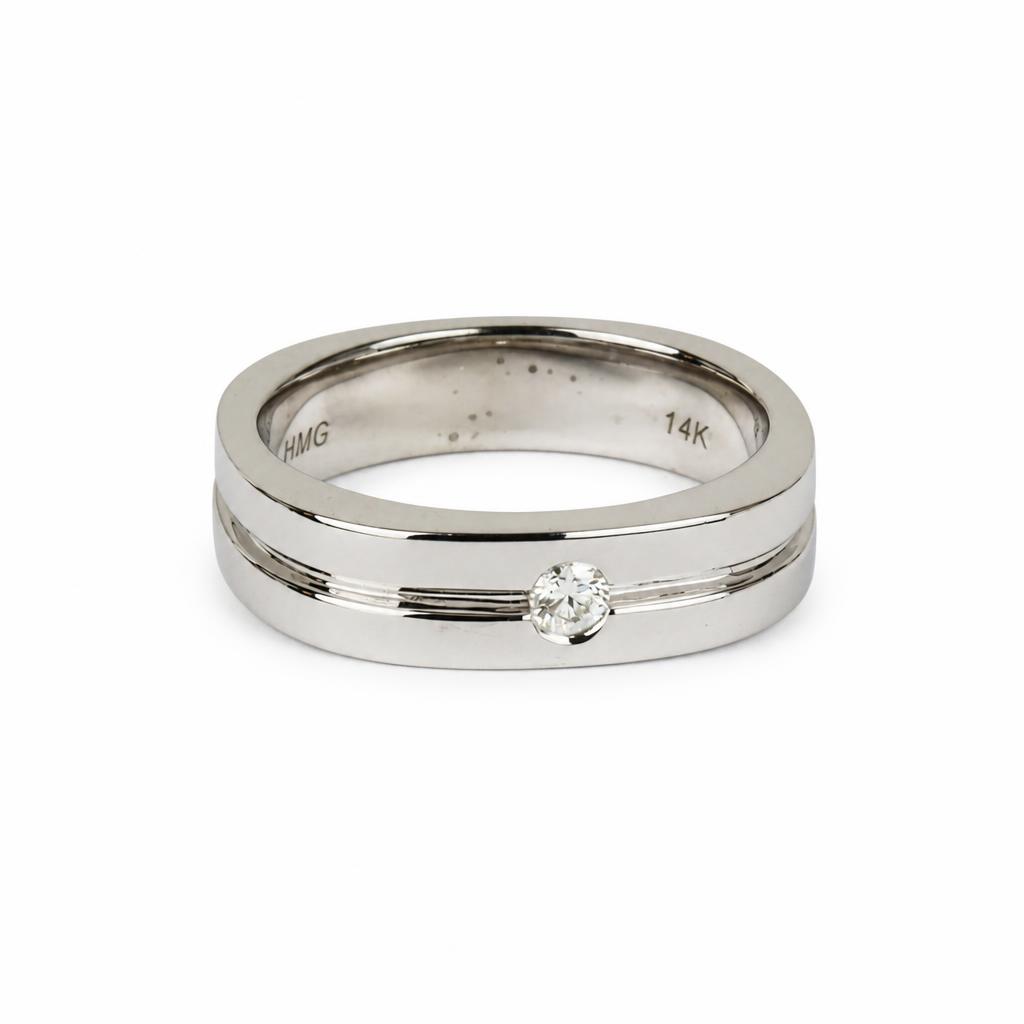 Gallery image of this Men’s 14k White Gold Ring with 0.11ct Diamond Size 10