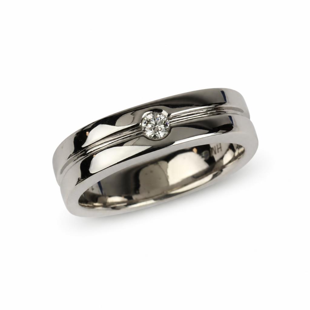 Featured image of this Men’s 14k White Gold Ring with 0.11ct Diamond Size 10