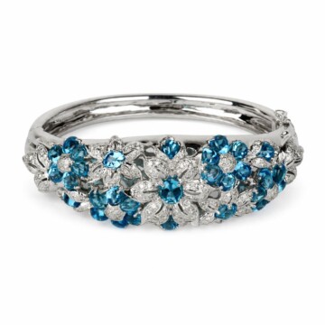 Featured image of this Women’s 18k White Gold Bangle Bracelet with 1.89ct TDW Topaz and Diamond