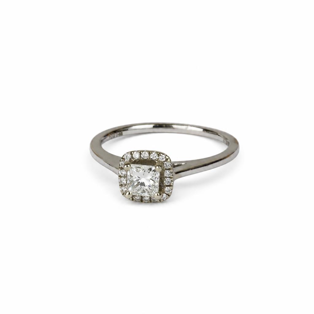 Gallery image of this Women’s 14k White Gold Bridal Ring EGL Certified with 0.53ct Princess Diamond G/SI2 Size 7