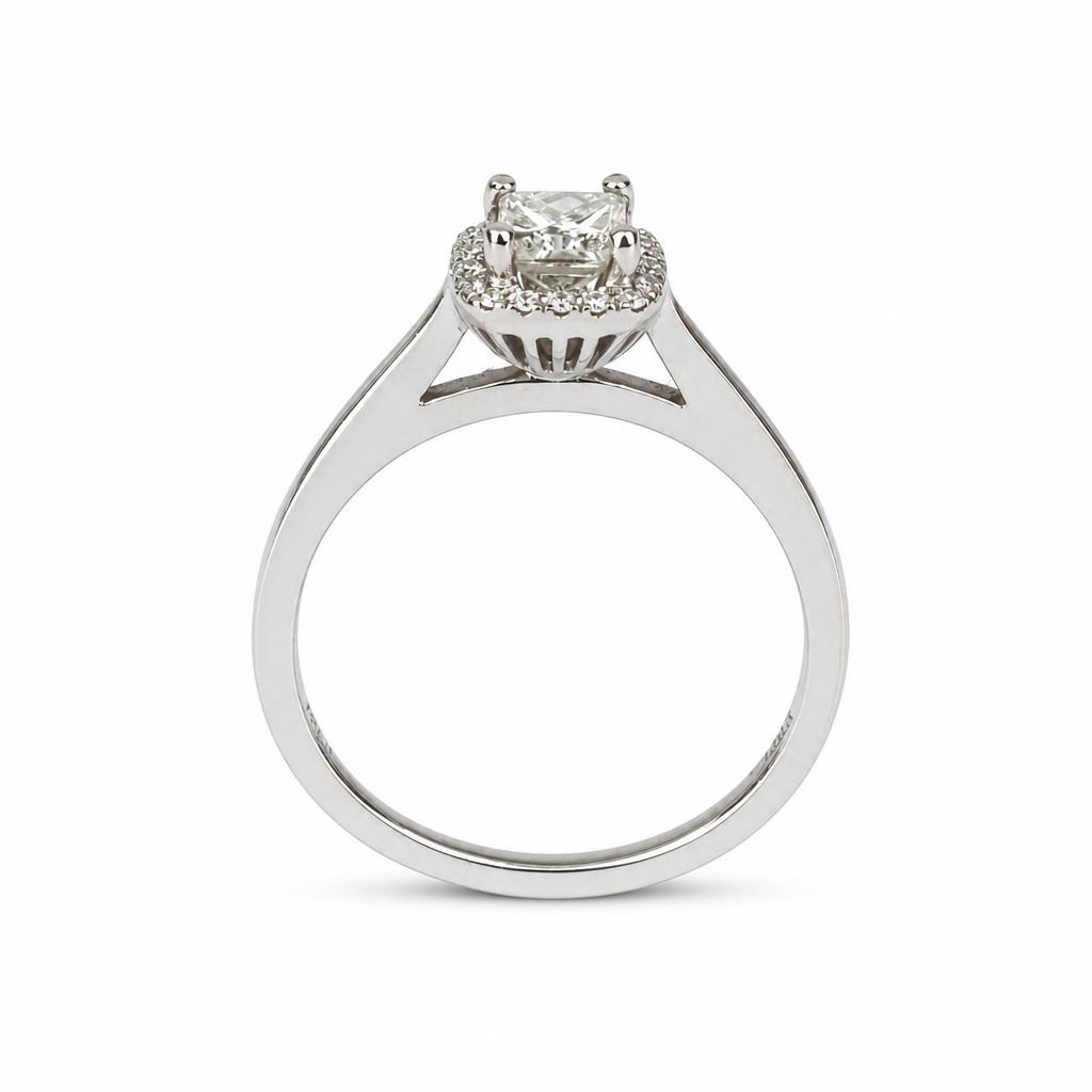 Gallery image of this Women’s 14k White Gold Bridal Ring EGL Certified with 0.53ct Princess Diamond G/SI2 Size 7