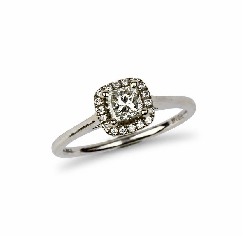 Featured image of this Women’s 14k White Gold Bridal Ring EGL Certified with 0.53ct Princess Diamond G/SI2 Size 7