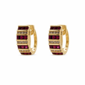 Featured image of this Women’s 18k Yellow Gold Hinged Hoop Earrings with 0.36ct TDW Ruby and Diamond