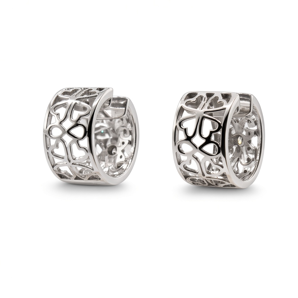 Gallery image of this Women’s 14k White Gold 19mm Hinged Hoop Earrings with 0.25ct TDW Diamond