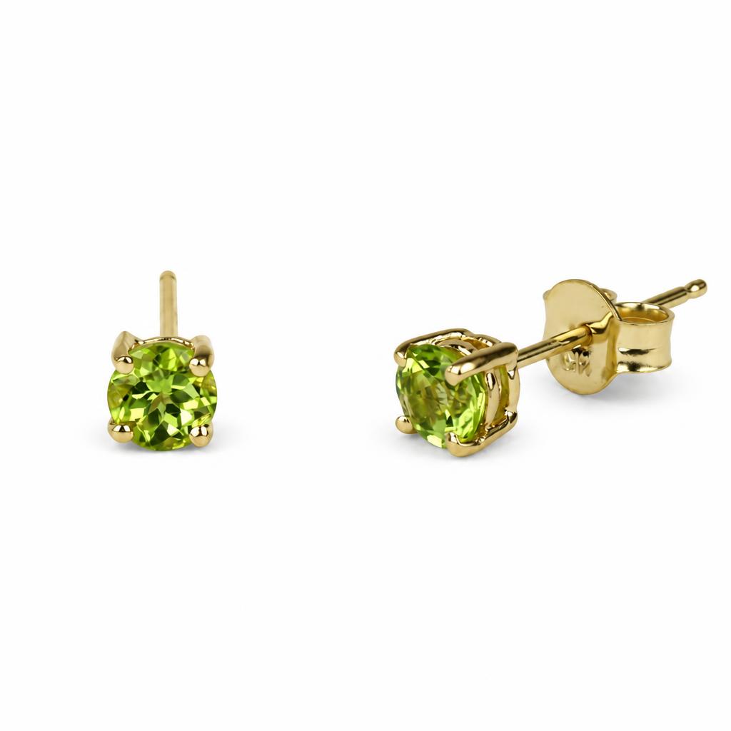 Gallery image of this Women’s 14k Yellow Gold 3.5mm Stud Earrings with Peridot
