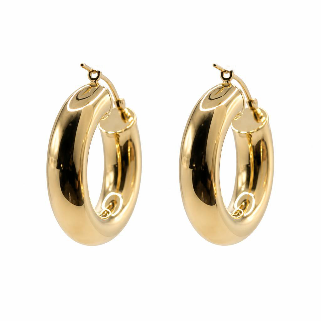 Gallery image of this Women’s 14k Yellow Gold 24mm Hoop Earrings