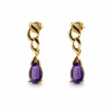 Featured image of this Women’s 14k Yellow Gold Dangle Stud Earrings with Amethyst