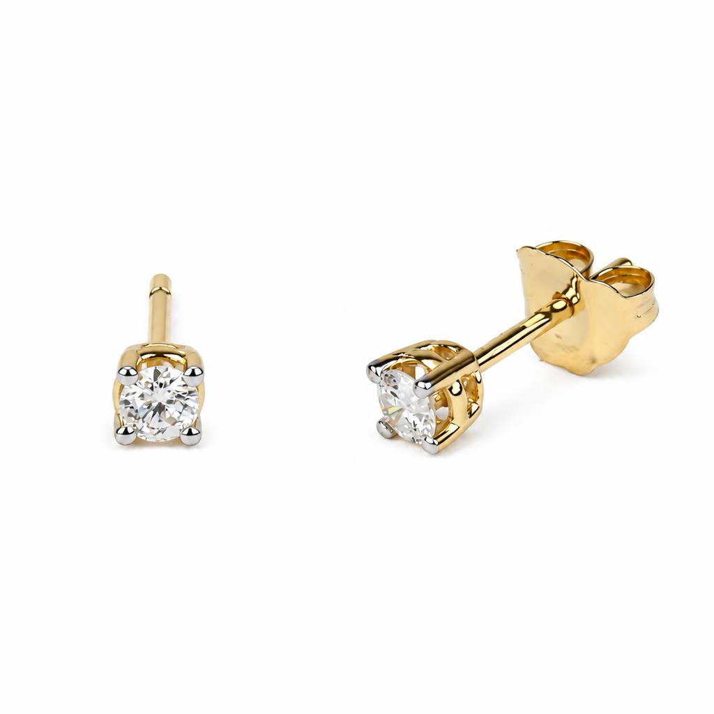Gallery image of this Women’s 14k Yellow Gold 3mm Stud Earrings with 0.20ct TDW Diamond