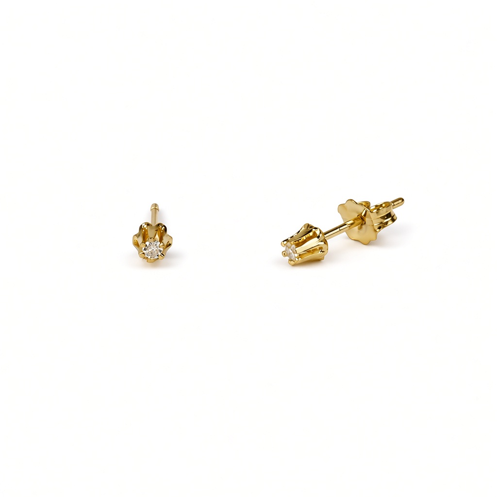 Gallery image of this Women’s 14k Yellow Gold 2mm Stud Earrings with 0.04ct TDW Diamond