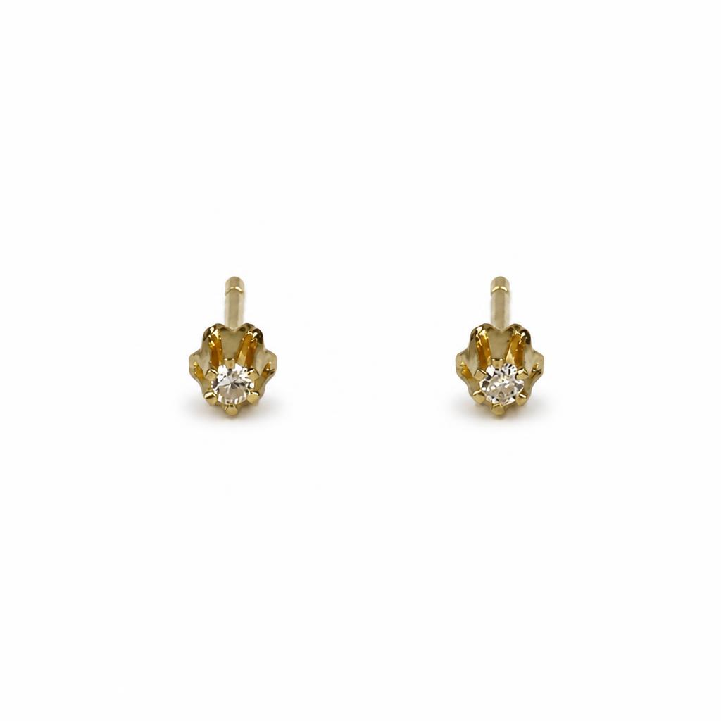 Featured image of this Women’s 14k Yellow Gold 2mm Stud Earrings with 0.04ct TDW Diamond