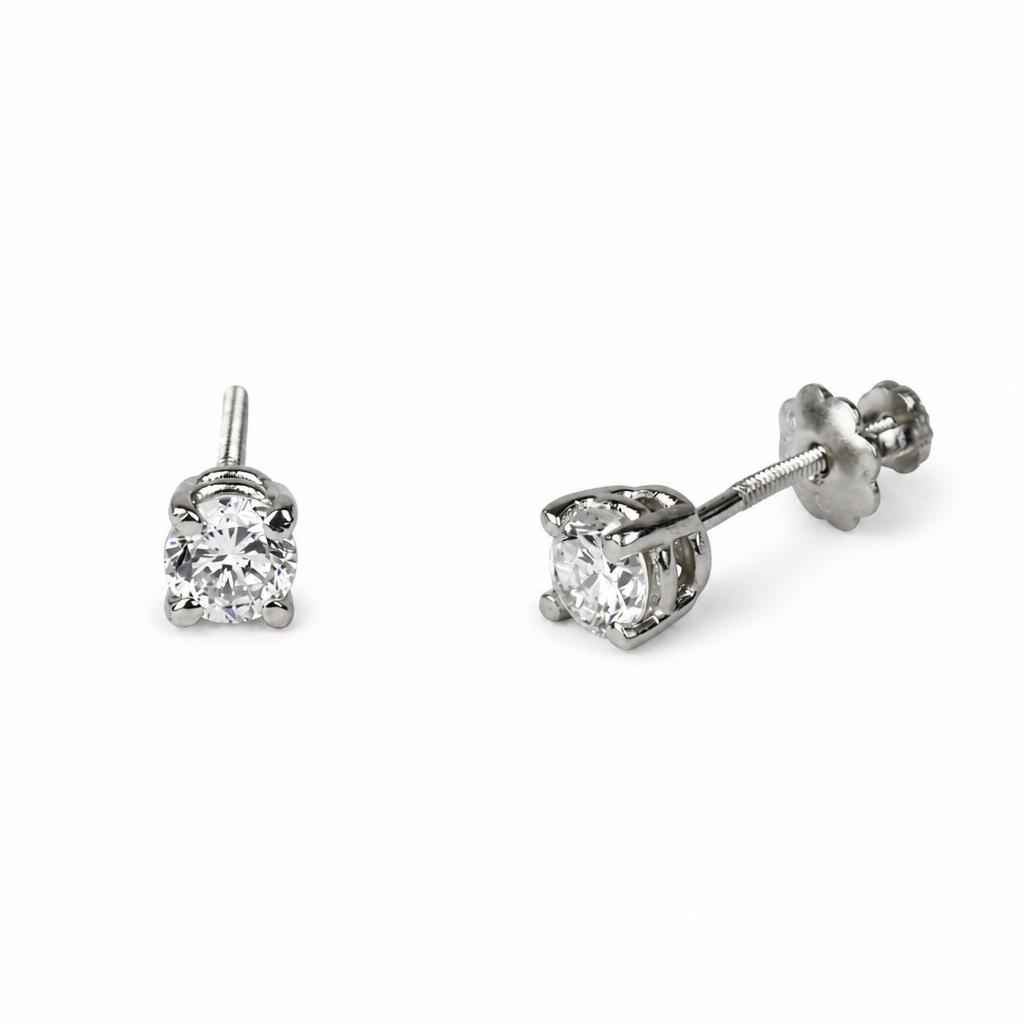 Gallery image of this Women’s 14k White Gold 4mm Stud Earrings with 0.49ct TDW Diamond