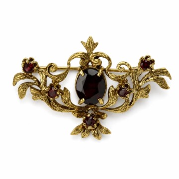 Featured image of this Women’s Vintage 14k Yellow Gold Garnet Brooch