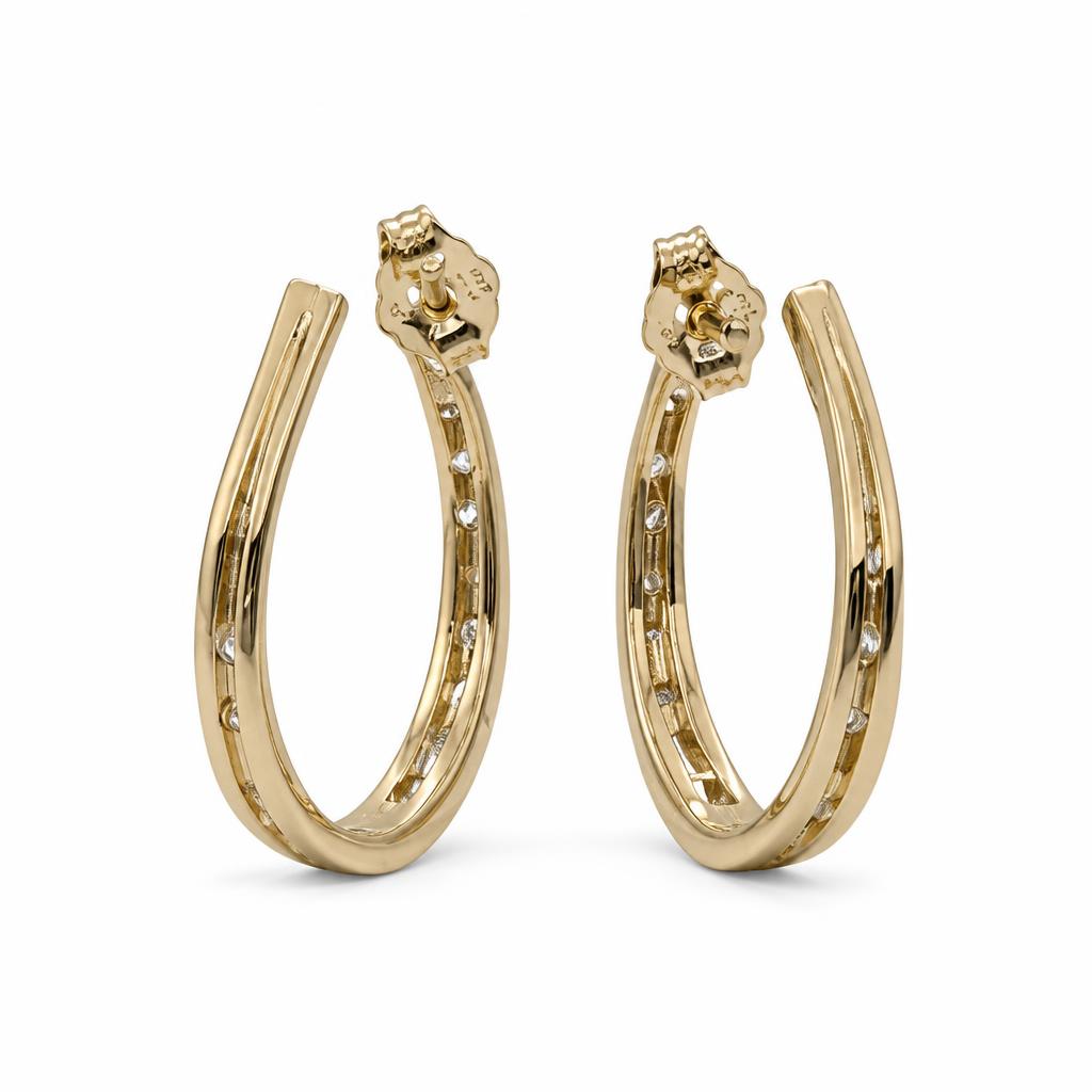 Gallery image of this Women’s 14k Yellow Gold 21mm Hoop Earrings with 1.05ct TDW Diamond