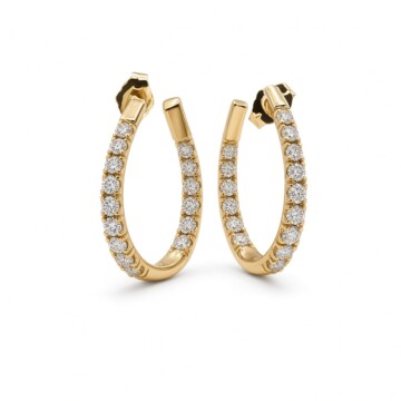 Featured image of this Women’s 14k Yellow Gold 21mm Hoop Earrings with 1.05ct TDW Diamond