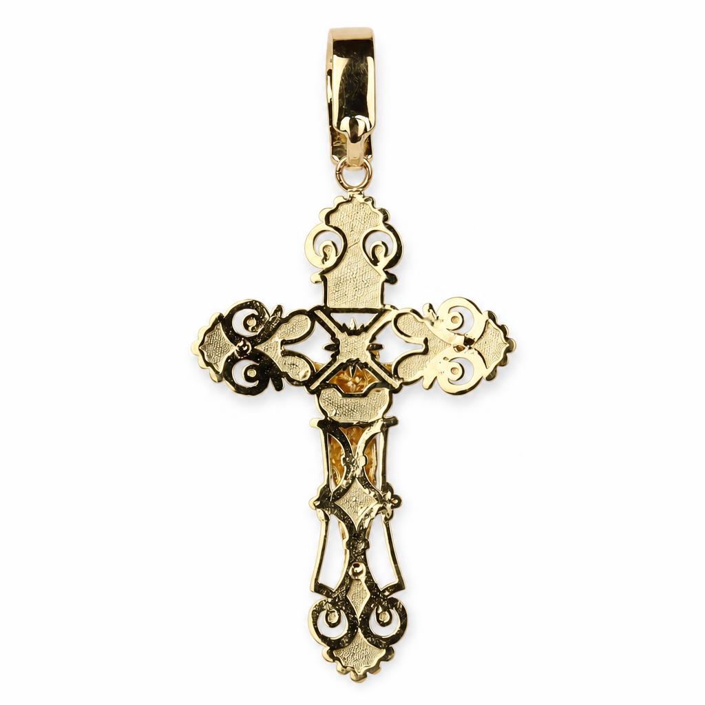 Gallery image of this Unisex 14k Yellow Gold Crucifix Pendant with 0.72ct TDW Diamond
