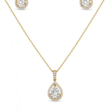 Featured image of this Women’s 14k Yellow Gold Necklace & Stud Earrings Set with 1.09ct TDW Diamond